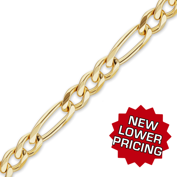 Bulk / Spooled Classic Figaro Chain in 14K Yellow Gold (1.50 mm - 11.50 mm)