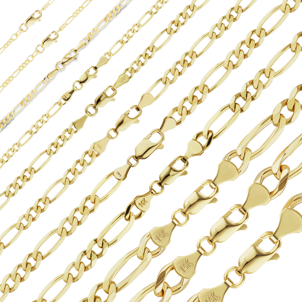 Finished Classic Figaro Bracelet in 14K Yellow Gold (1.50 mm - 11.50 mm)