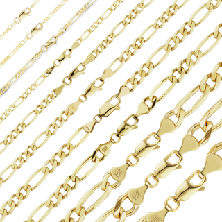 Finished Classic Figaro Bracelet in 14K Yellow Gold (1.50 mm - 11.50 mm)