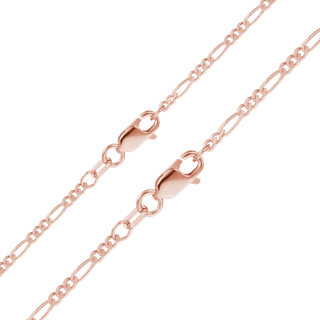 Finished Classic Figaro Necklace in 14K Pink Gold (1.50 mm - 1.80 mm)