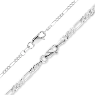 Finished Classic Figaro Anklet in 14K White Gold (1.50 mm - 2.25 mm)
