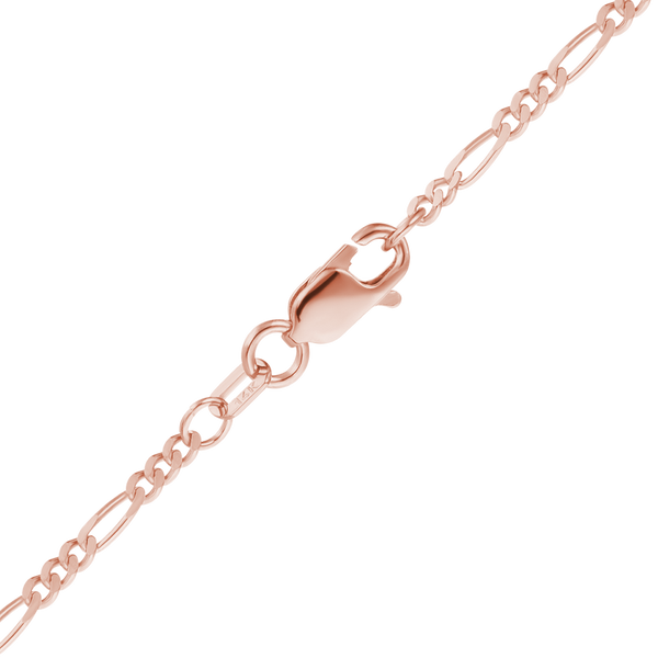 Finished Classic Figaro Anklet in 14K Pink Gold (1.50 mm - 1.80 mm)