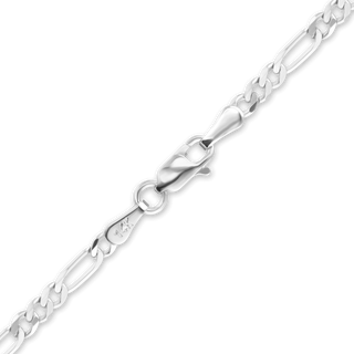 Finished Classic Figaro Bracelet in 14K White Gold (1.50 mm - 2.25 mm)