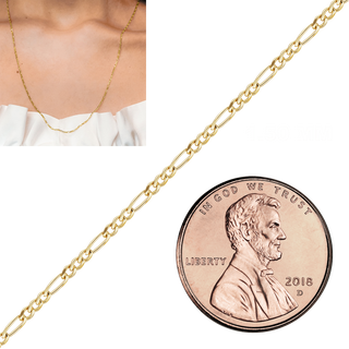 Bulk / Spooled Classic Figaro Chain in 10K Yellow Gold (1.50 mm - 3.00 mm)
