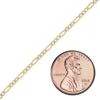 Bulk / Spooled Classic Figaro Chain in 14K Two Tone Gold (1.80 mm - 3.00 mm)