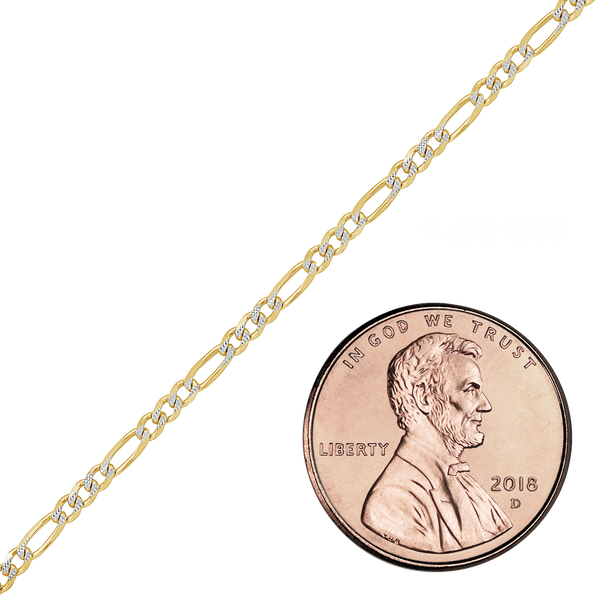 Bulk / Spooled Classic Figaro Chain in 14K Two Tone Gold (1.80 mm - 3.00 mm)