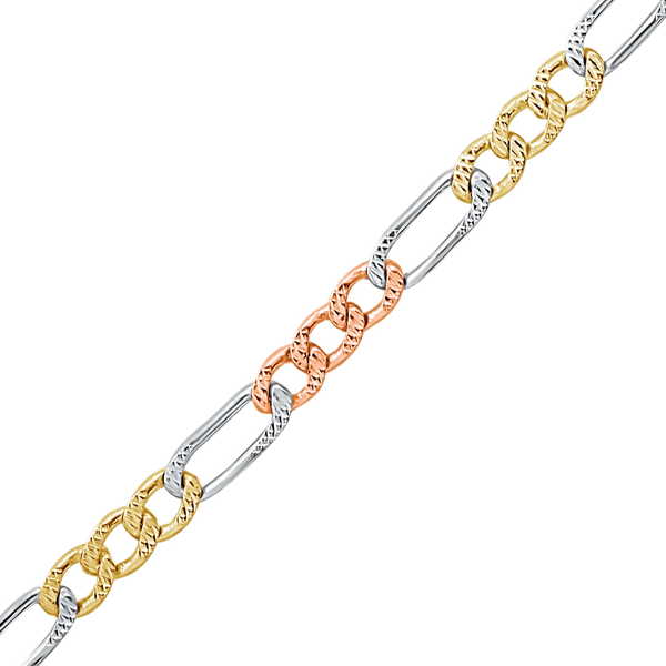 Bulk / Spooled Classic Figaro Chain in 14K Tri-Color Gold (2.25 mm)