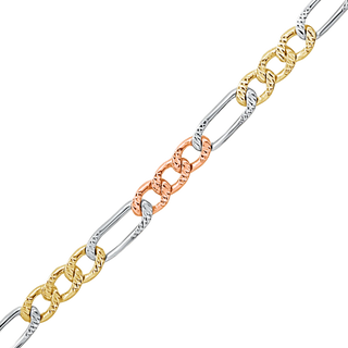 Bulk / Spooled Classic Figaro Chain in 14K Tri-Color Gold (2.25 mm)