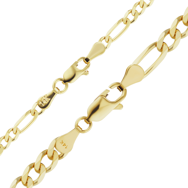 Finished Classic Figaro Necklace in 10K Yellow Gold (3.00 mm - 4.75 mm)