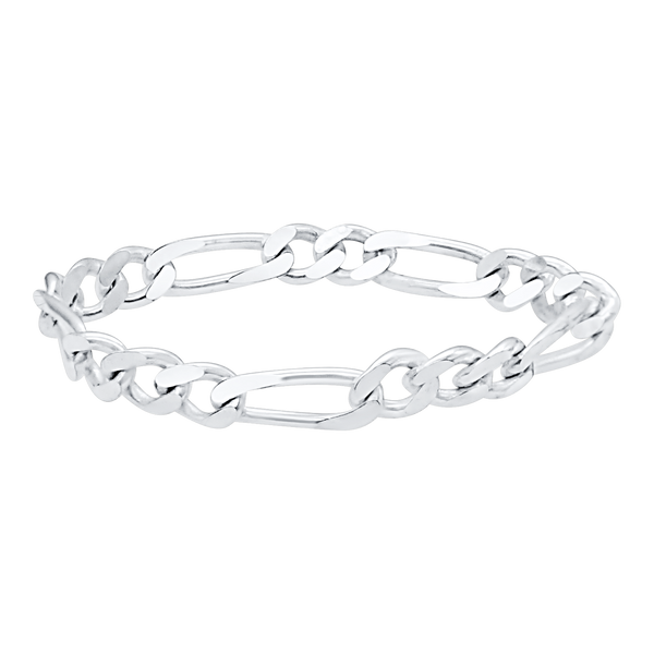 Classic Figaro Chain Ring in Sterling Silver (Sizes 4-12) (3.1 mm - 6.9 mm)