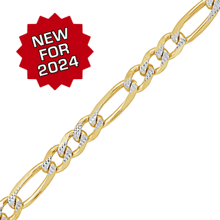 Bulk / Spooled Classic Figaro Chain in 14K Two Tone Gold (1.80 mm - 3.00 mm)