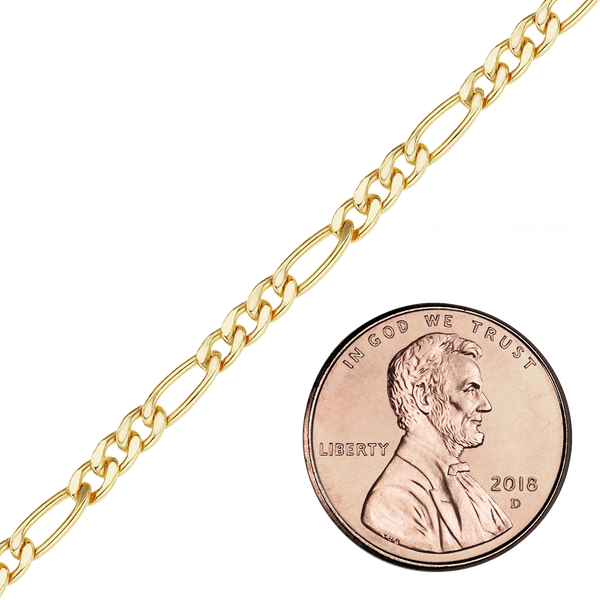 Bulk / Spooled Classic Figaro Chain in 14K Gold-Filled (1.50 mm - 5.00 mm)