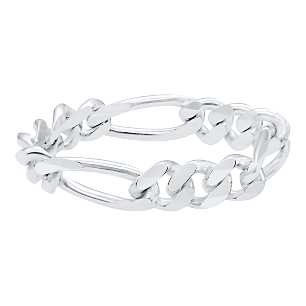 Classic Figaro Chain Ring in Sterling Silver (Sizes 4-12) (3.1 mm - 6.9 mm)