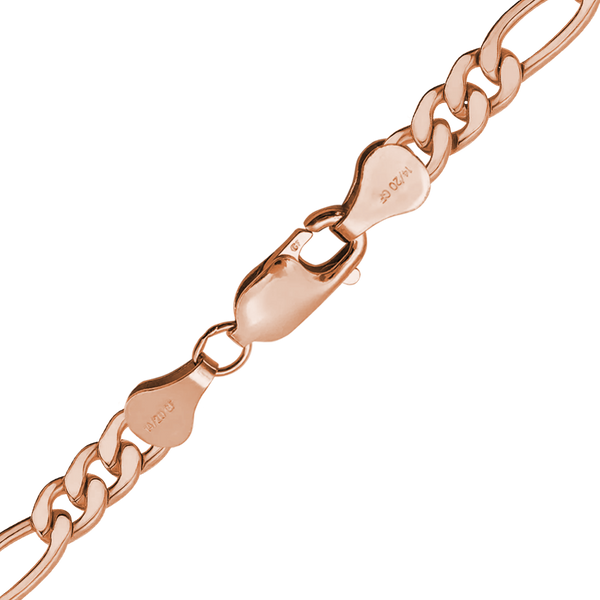 Finished Classic Figaro Bracelet in 14K Pink Gold-Filled (4.00 mm)