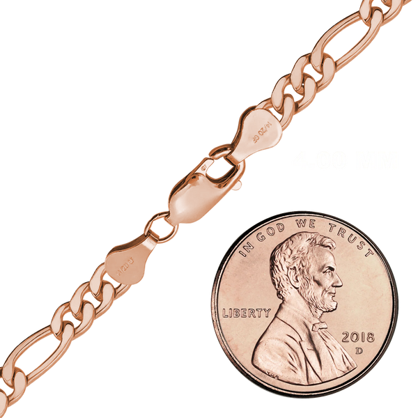 Finished Classic Figaro Bracelet in 14K Pink Gold-Filled (4.00 mm)