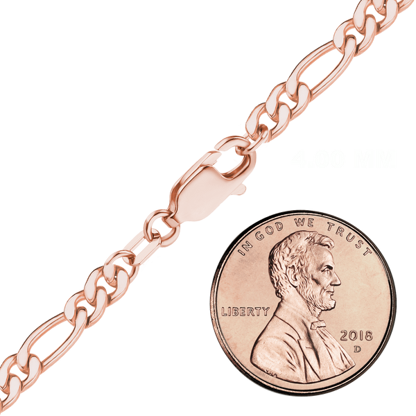 Finished Classic Figaro Anklet in 14K Pink Gold-Filled (4.00 mm)