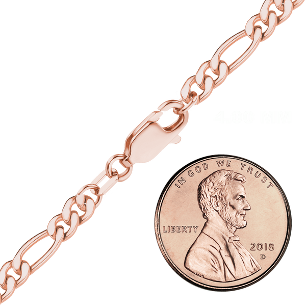 Finished Classic Figaro Bracelet in 14K Pink Gold-Filled (4.00 mm)