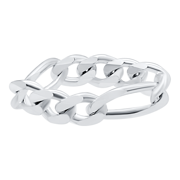 Classic Figaro Chain Ring in Sterling Silver (Sizes 4-12) (3.1 mm - 6.9 mm)