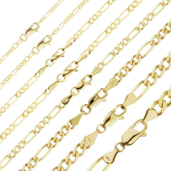 Finished Classic Figaro Anklet in 14K Yellow Gold (1.50 mm - 11.50 mm)