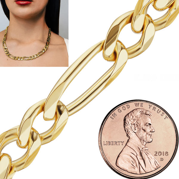 Bulk / Spooled Classic Figaro Chain in 14K & 18K Yellow Gold (1.50 mm - 11.50 mm)