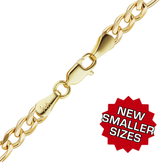 Finished Classic Figaro Hollow Necklace in 14K Yellow Gold (1.80 mm - 6.60 mm)