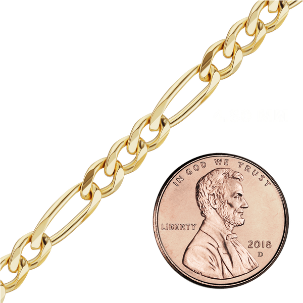 Bulk / Spooled Classic Figaro Hollow Chain in 14K Yellow Gold (1.80 mm - 6.60 mm)