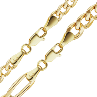 Finished Classic Figaro Hollow Bracelet in 14K Yellow Gold (4.80 mm - 6.60 mm)