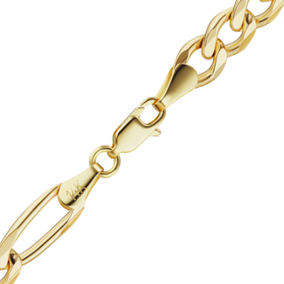 Finished Classic Figaro Hollow Bracelet in 14K Yellow Gold (4.80 mm - 6.60 mm)