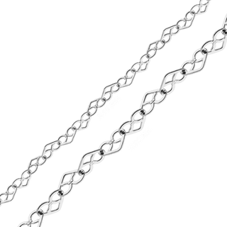 Bulk / Spooled Twisted Heart Chain in Sterling Silver (2.10 mm - 2.90 mm)