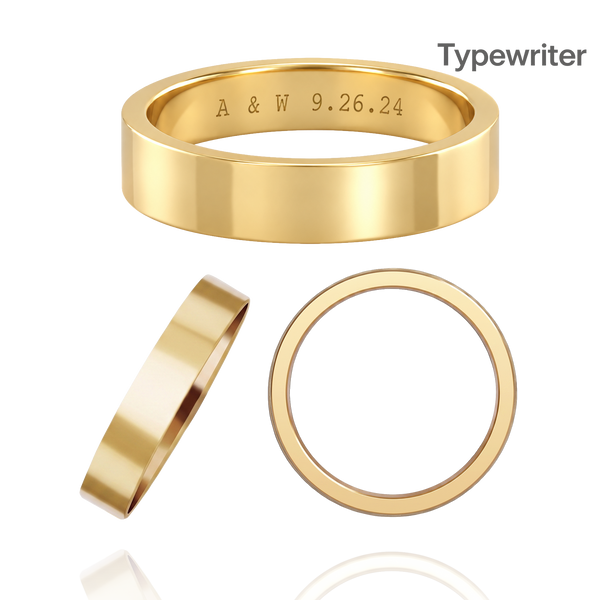14K Yellow Gold Flat Wedding Bands with Optional Engraving  (4.0 mm)