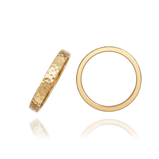 14K Yellow Gold Hammered Flat Wedding Bands (2.0 mm - 6.0 mm)