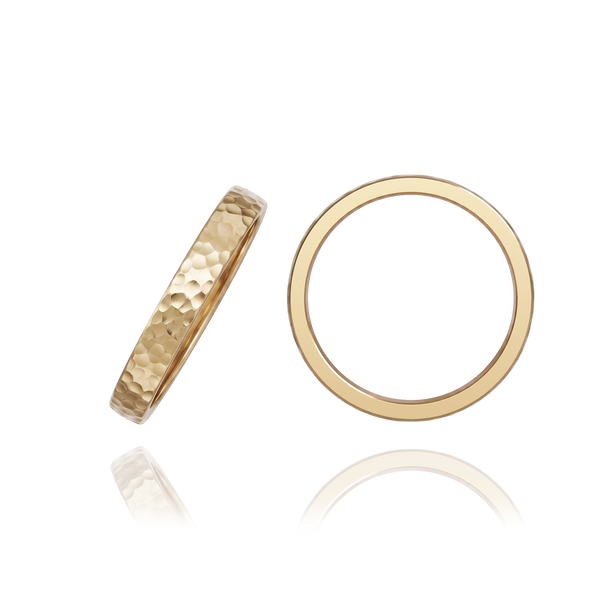 14K Yellow Gold Flat Wedding Bands with Optional Engraving  (3.0 mm)
