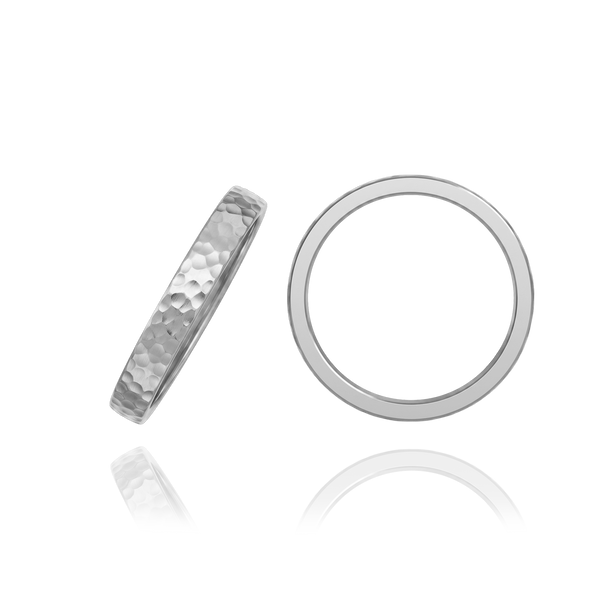 14K White Gold Flat Wedding Bands with Optional Engraving  (3.0 mm)