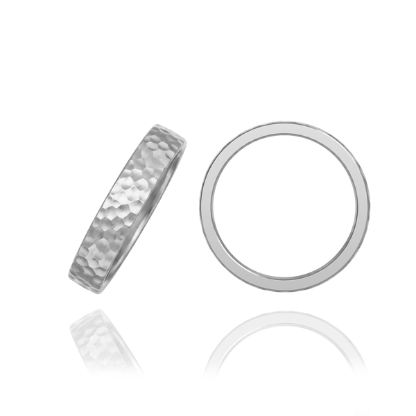14K White Gold Flat Wedding Bands with Optional Engraving  (4.0 mm)