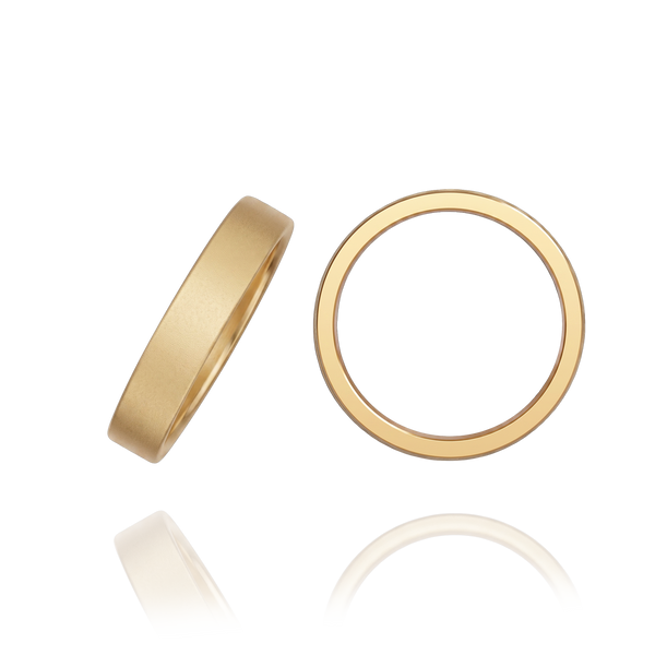 14K Yellow Gold Flat Wedding Bands with Optional Engraving  (4.0 mm)