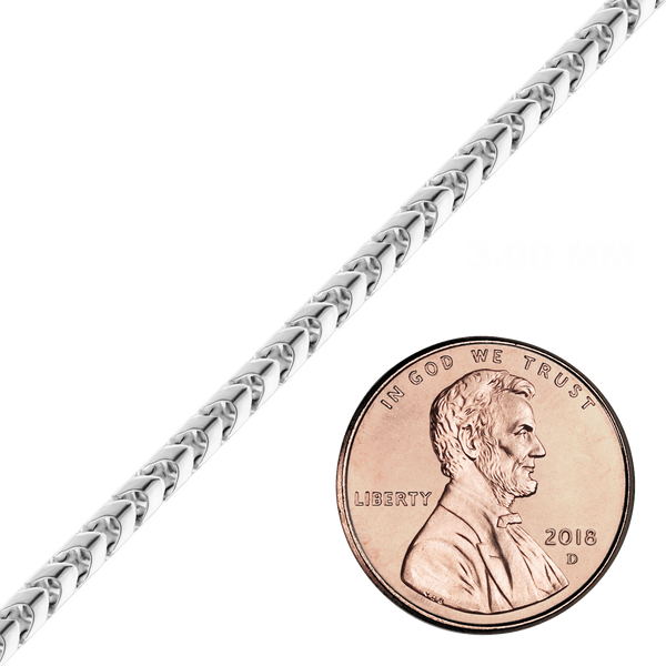 Bulk / Spooled Franco Chain in Sterling Silver (1.30 mm - 4.50 mm)