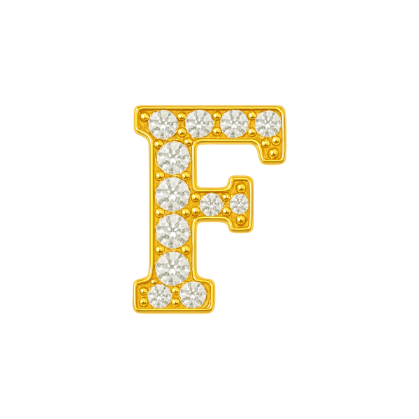 Large Initial Charm with Natural Diamonds Finding in 14K Gold (8 mm)