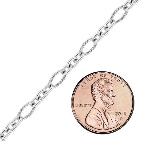 Bulk / Spooled Figaro Baroque Twist Cable Chain in Sterling Silver (3.00 mm - 7.40 mm)