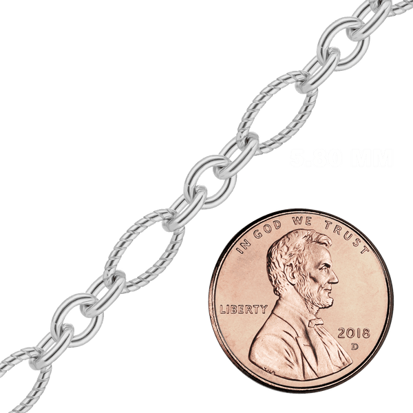 Bulk / Spooled Figaro Baroque Twist Cable Chain in Sterling Silver (3.00 mm - 7.40 mm)