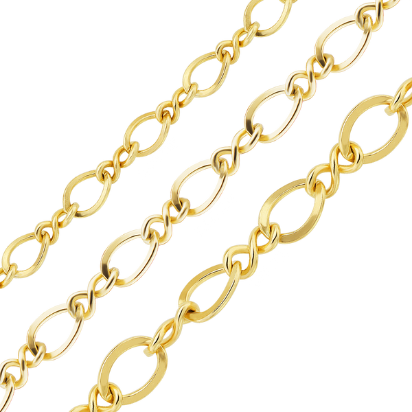 Bulk / Spooled Figure Eight Chain in 14K Yellow Gold (2.30 mm - 3.70 mm)