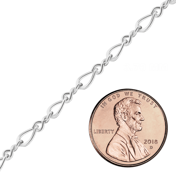 Bulk / Spooled Figure Eight Chain in Sterling Silver (2.30 mm - 5.60 mm)