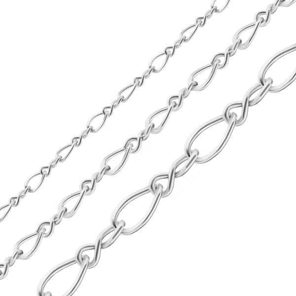 Bulk / Spooled Figure Eight Chain in Sterling Silver (2.30 mm - 5.60 mm)