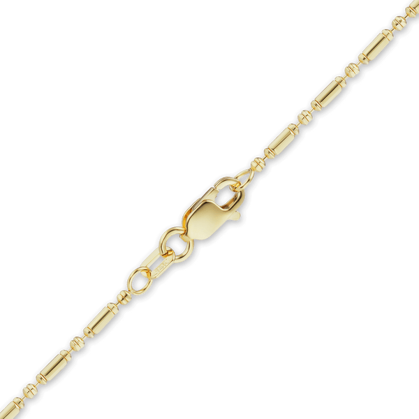Finished Alternating Bead Necklace in 14K Yellow Gold (1.30 mm)