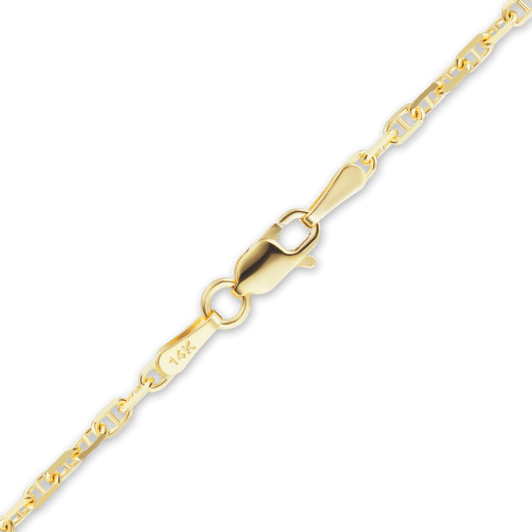 Finished Anchor Mariner Cable Necklace in 14K Yellow Gold (2.00 mm - 4.85 mm)