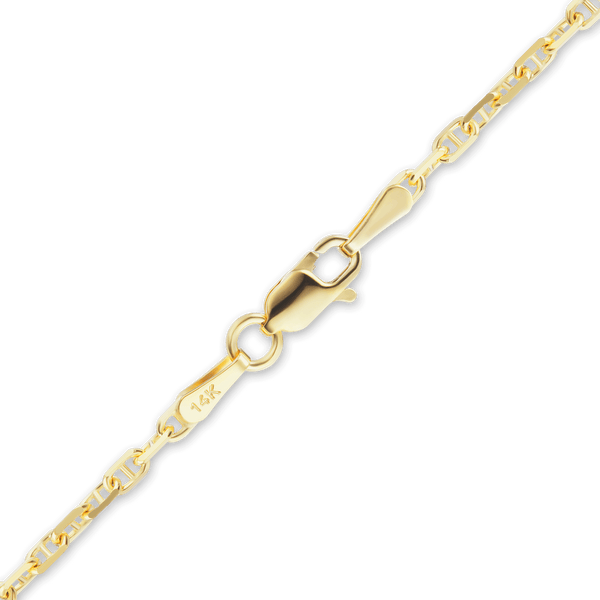 Finished Anchor Mariner Cable Anklet in 14K Yellow Gold (2.00 mm - 4.85 mm)