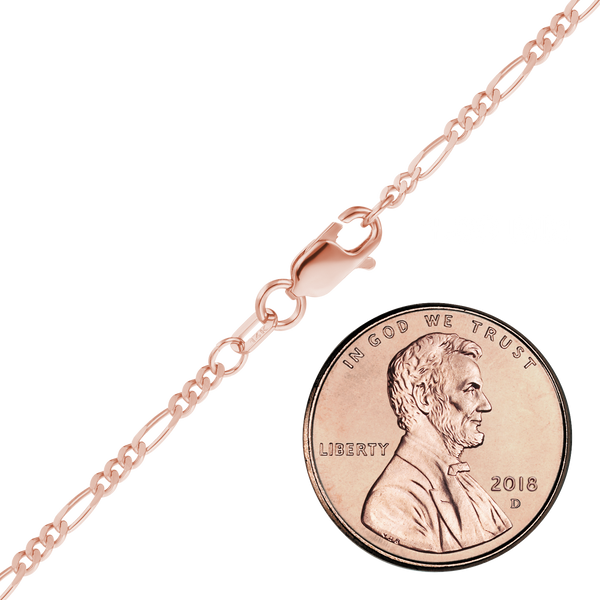 Finished Classic Figaro Bracelet in 14K Pink Gold (1.50 mm - 1.80 mm)