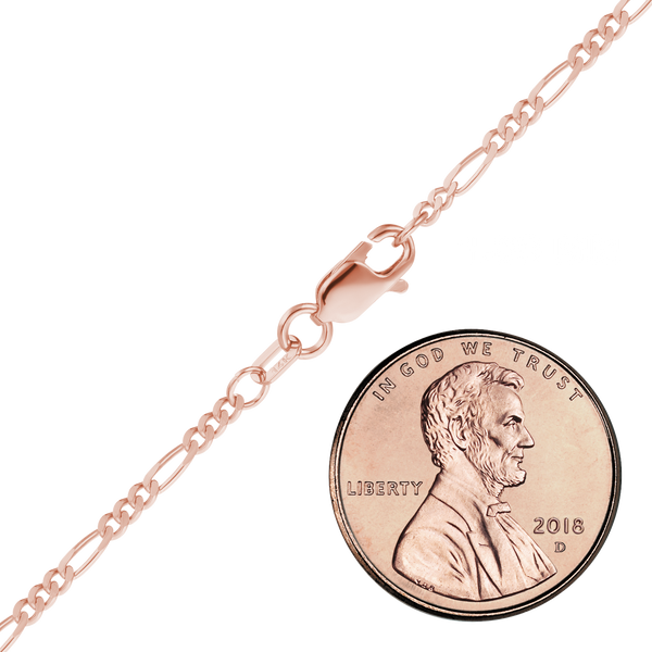 Finished Classic Figaro Anklet in 14K Pink Gold (1.50 mm - 1.80 mm)