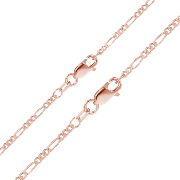 Finished Classic Figaro Anklet in 14K Pink Gold (1.50 mm - 1.80 mm)