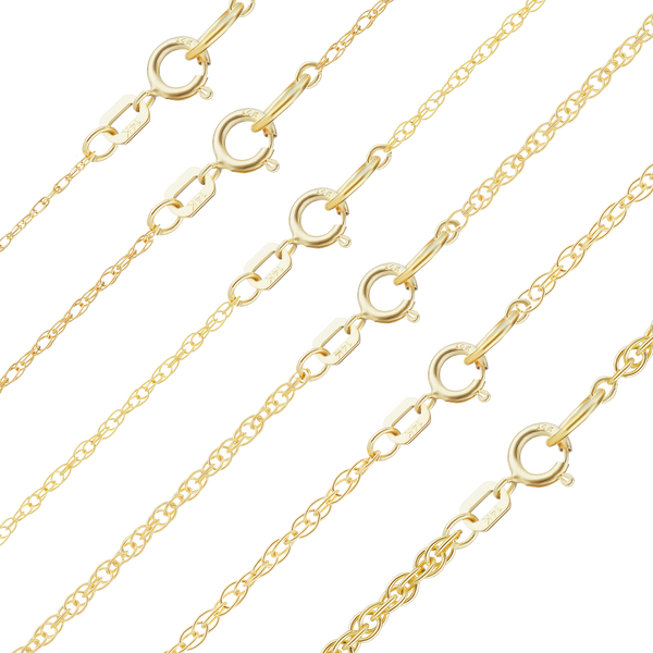 Finished Classic Machine Rope Necklace in 14K Yellow Gold (0.80 mm - 2.00 mm)