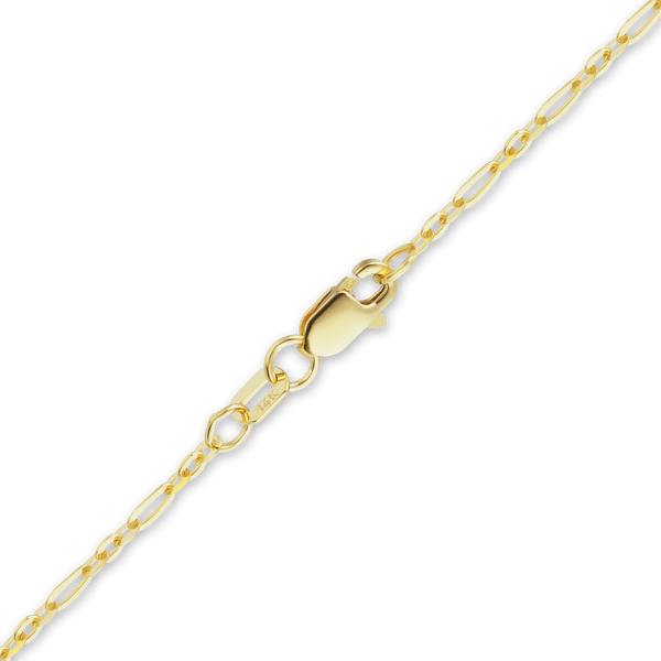 Finished Diamond Cut Cable Figaro Anklet in 14K Yellow Gold (1.60 mm)